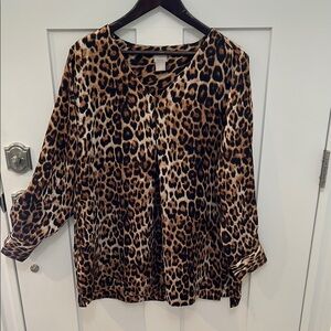 Chico's Leopard Print Blouse - Black and Brown